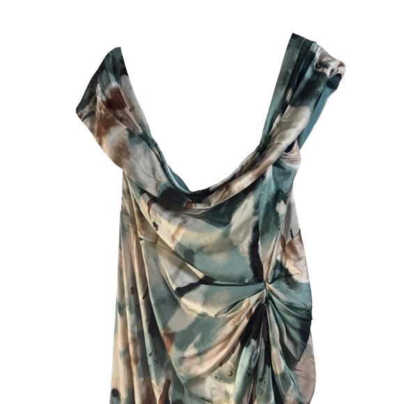 QUIZ Plus Size Marble Bardot Ruched Midi Off Shoulder Dress 18W NWT $100 Sexy - Picture 8 of 14